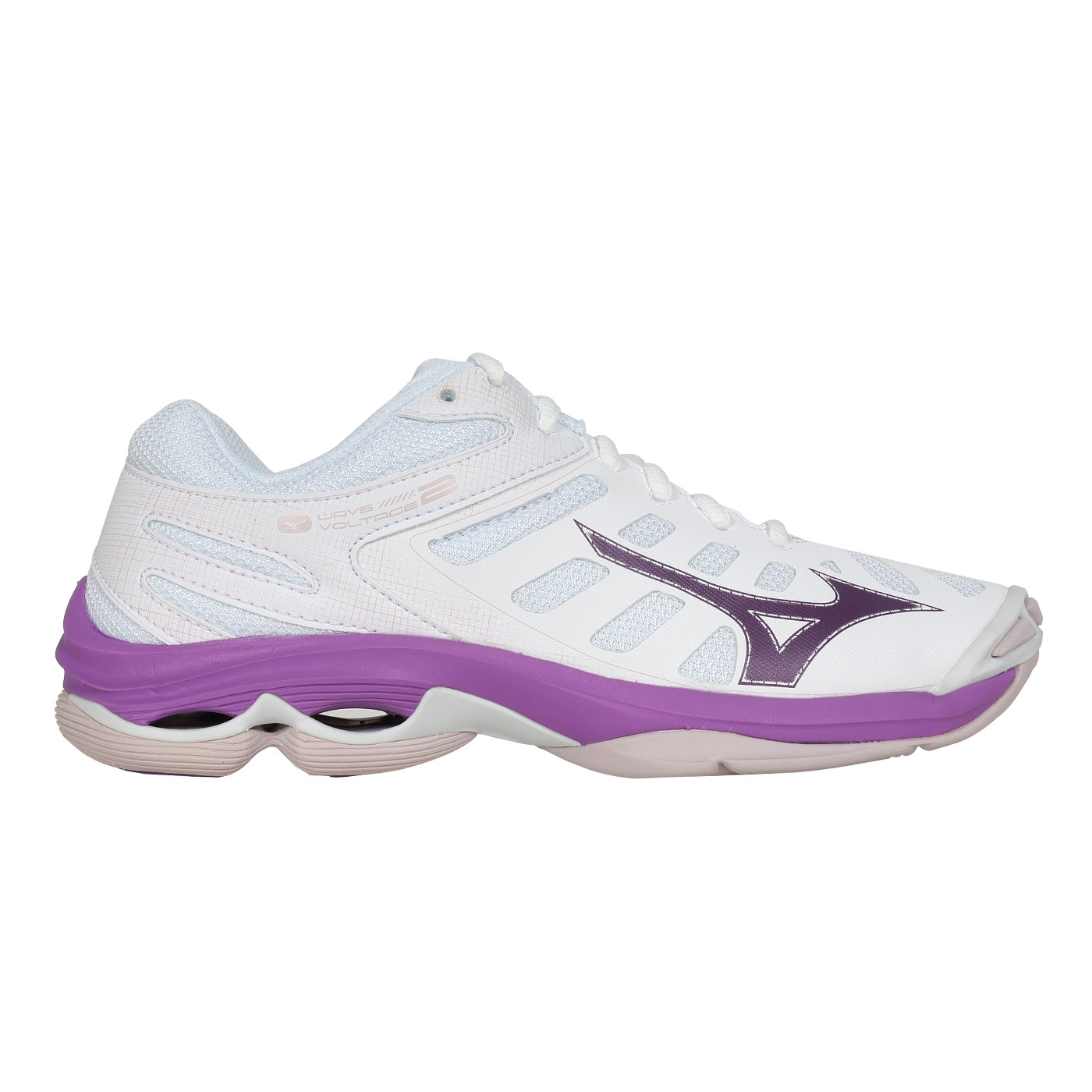 MIZUNO 女款排球鞋  @WAVE VOLTAGE 2@ V1GC246035 - 白紫