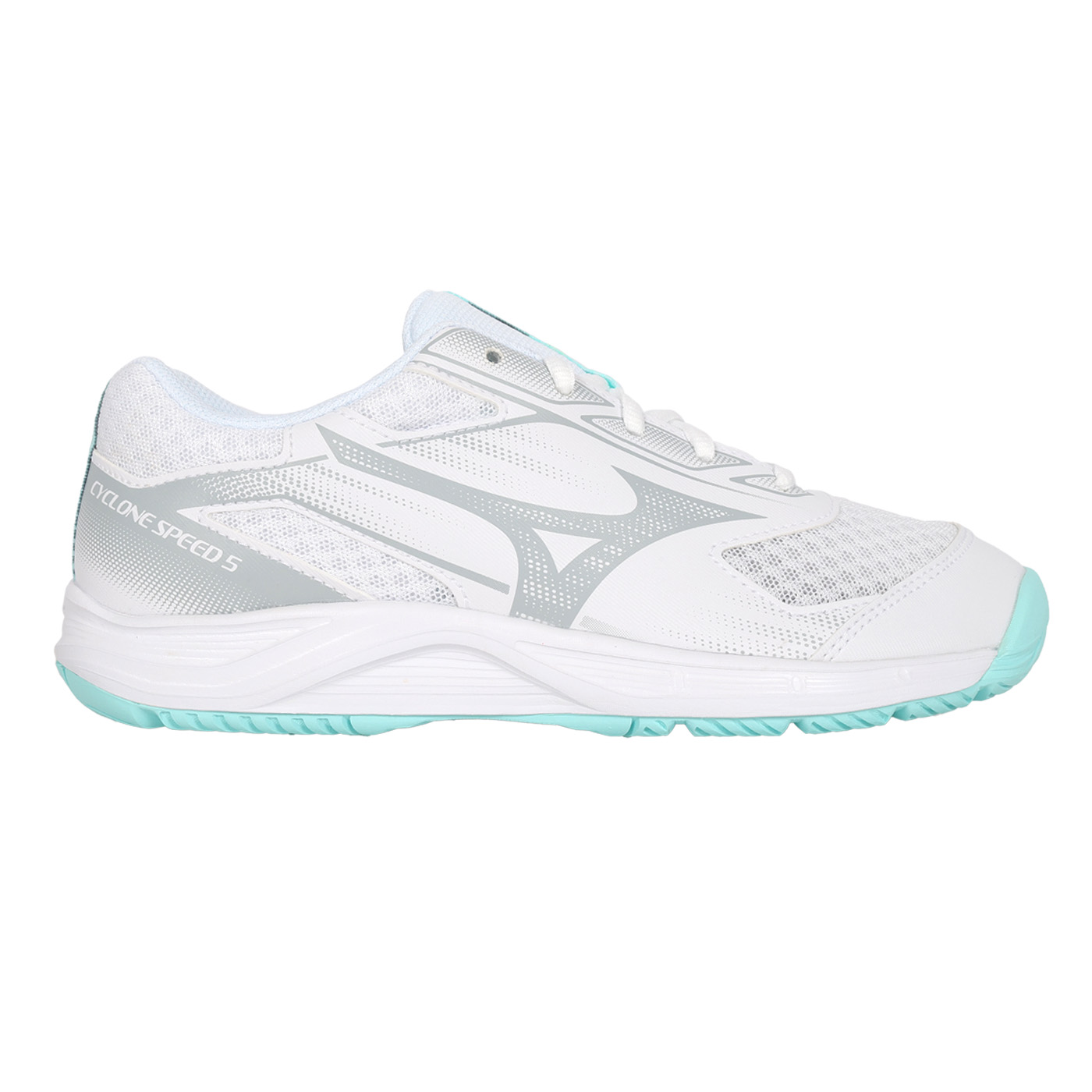 MIZUNO 女款排球鞋  @CYCLONE SPEED 5@ V1GC258045 - 白銀淺綠