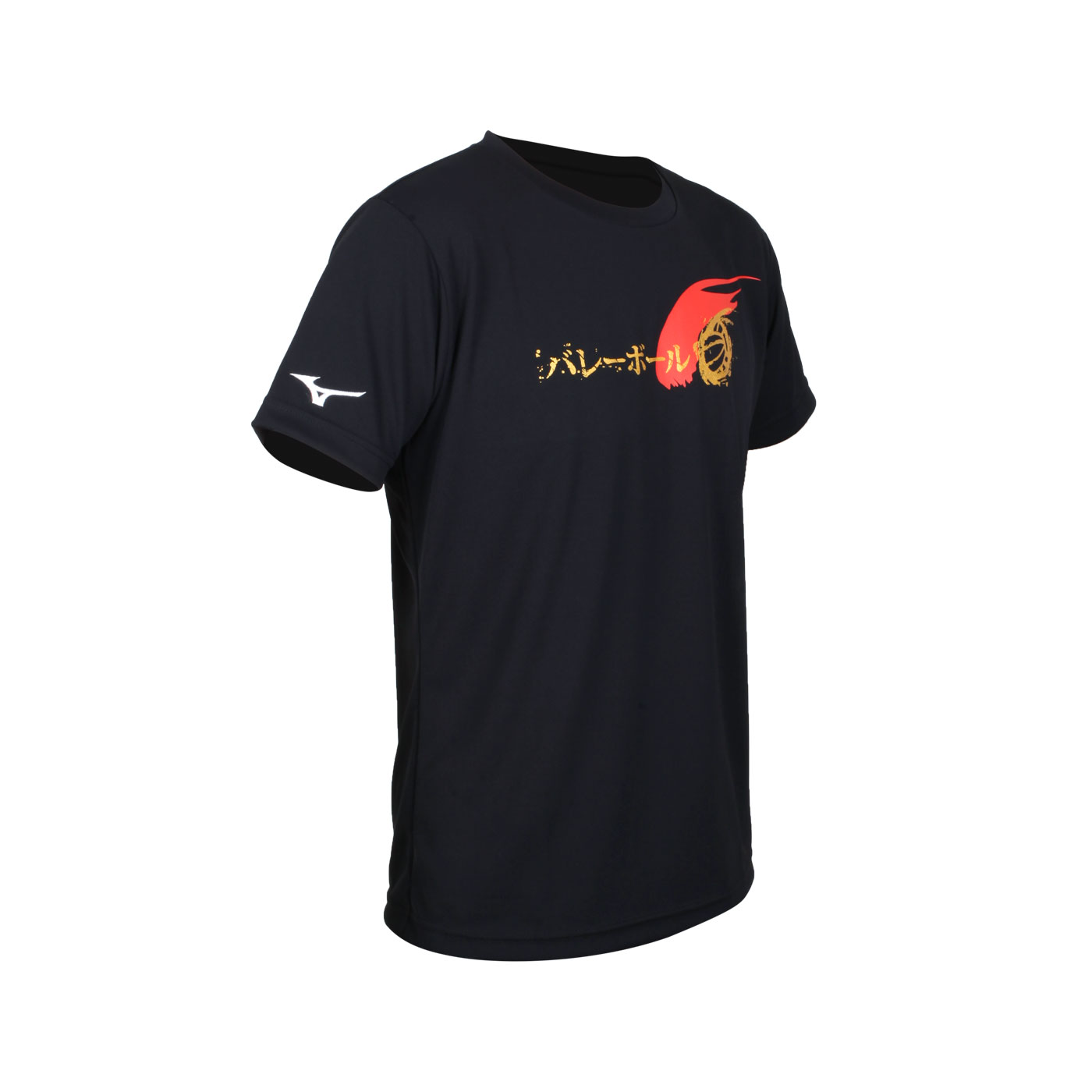 MIZUNO 男款排球短袖T恤 V2TA1G2109 - 黑金紅