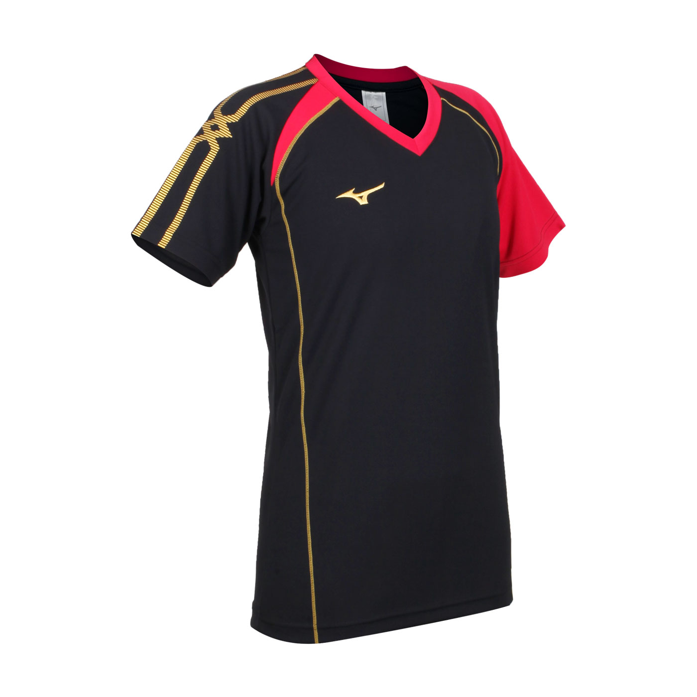 MIZUNO 排球短袖T恤 V2TA2G1609 - 黑紅金
