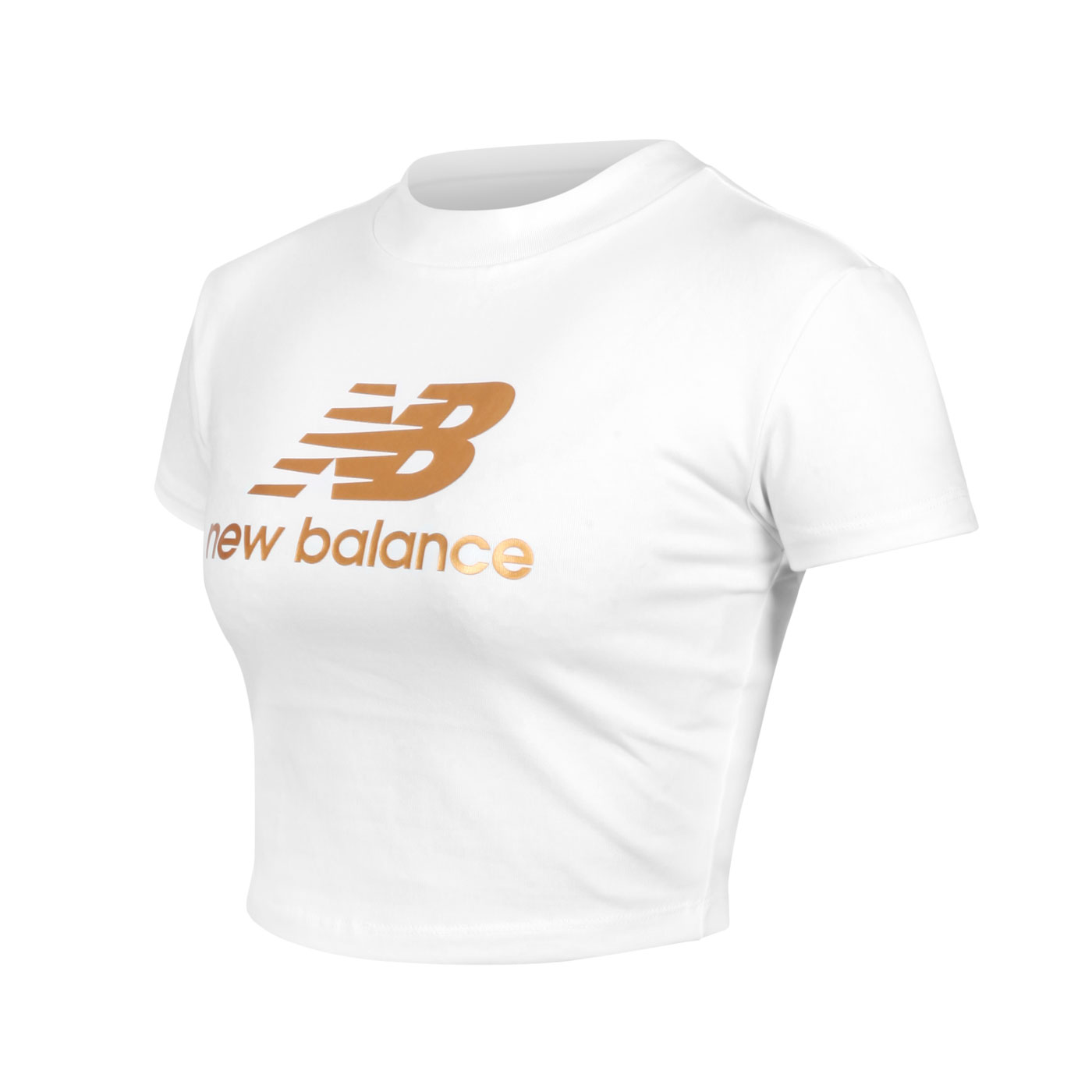 NEW BALANCE 女款短版短袖T恤 WT13503SST - 白金