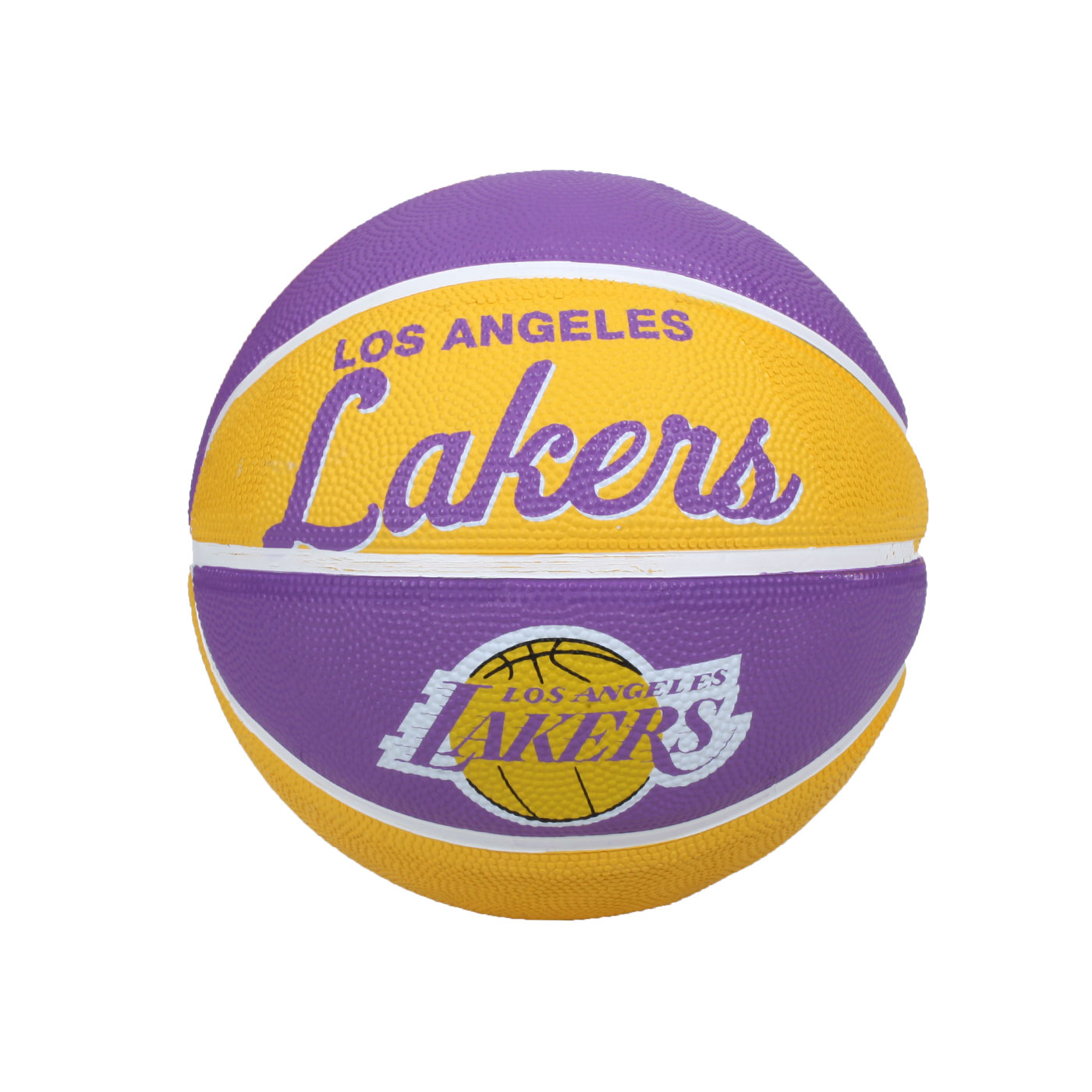 WILSON NBA隊徽系列橡膠籃球-復古湖人隊#3 WTB3200XBLAL - 紫黃白